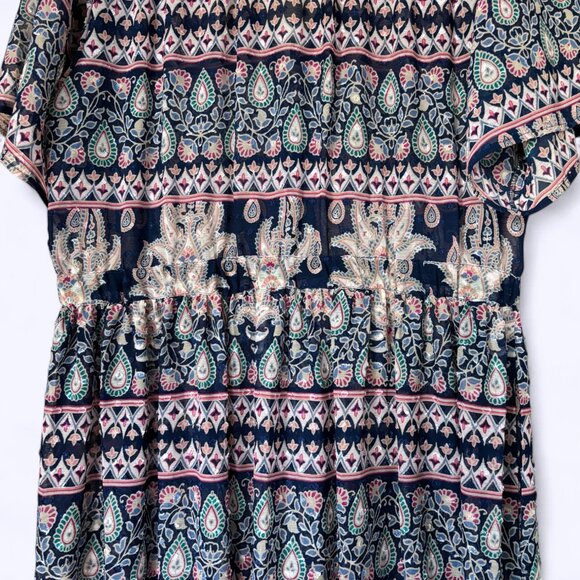 Eliza J Boho Maxi Cover-Up Dress with Paisley Print Size 14 Sheer Casual Beach - Picture 14 of 16